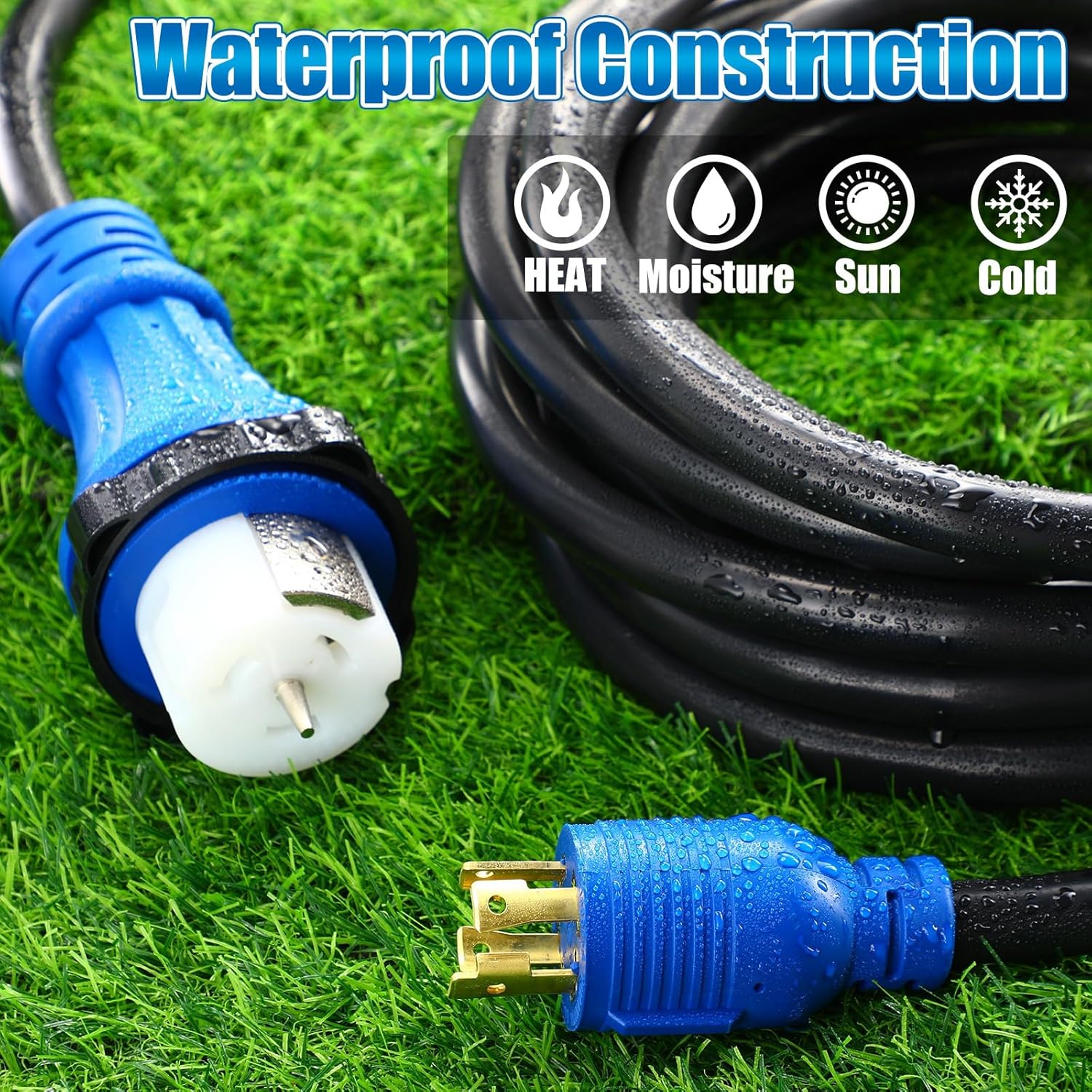 30 to 50Amp Generator Cord and Power Inlet Box, L14-30P to SS2-50R Locking Lock Connector with Pre-Drilled SS2-50P Inlet Box, Generator to House Cord Waterproof Combo Kit, ETL Listed(25ft)