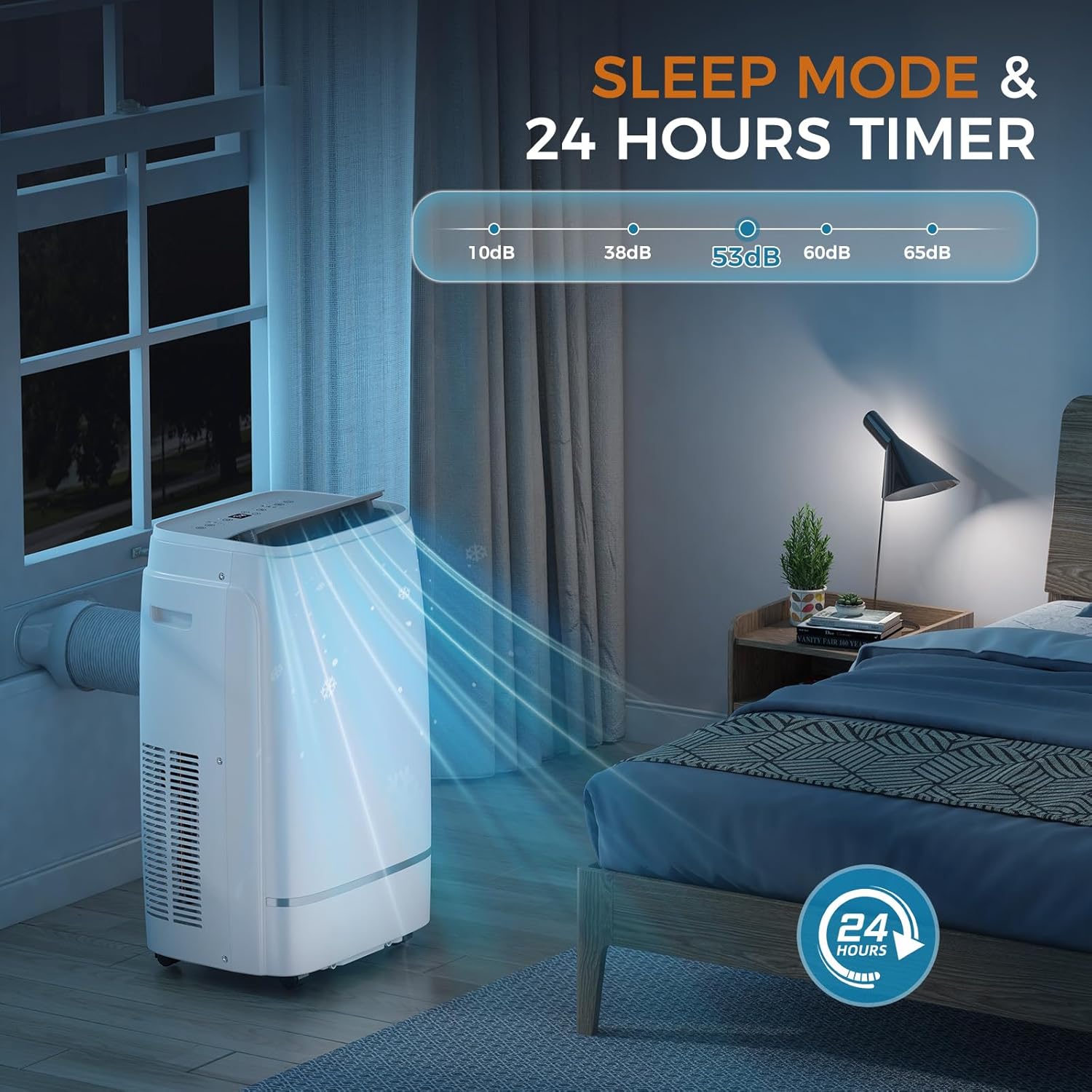 13000 BTUs Portable Air Conditioner with cooling/dehumidification/fan/sleep mode, 4-IN-1 Portable AC with 24H Timer & Remote Control & Window Kit