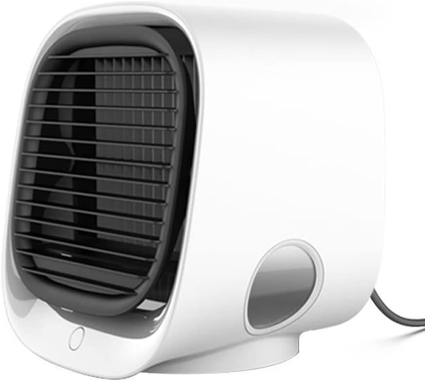 Portable Air Conditioner Fan, 3 Wind Speeds USB Air Cooler, Personal Air Cooler Fan for Home, Room, Desk and Camping (Color : White)