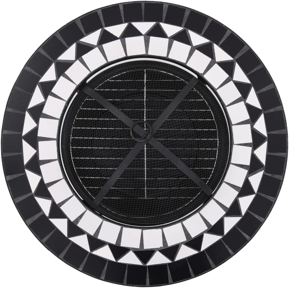 CHARMMA Mosaic Fire Pit Table Black and White 26.8