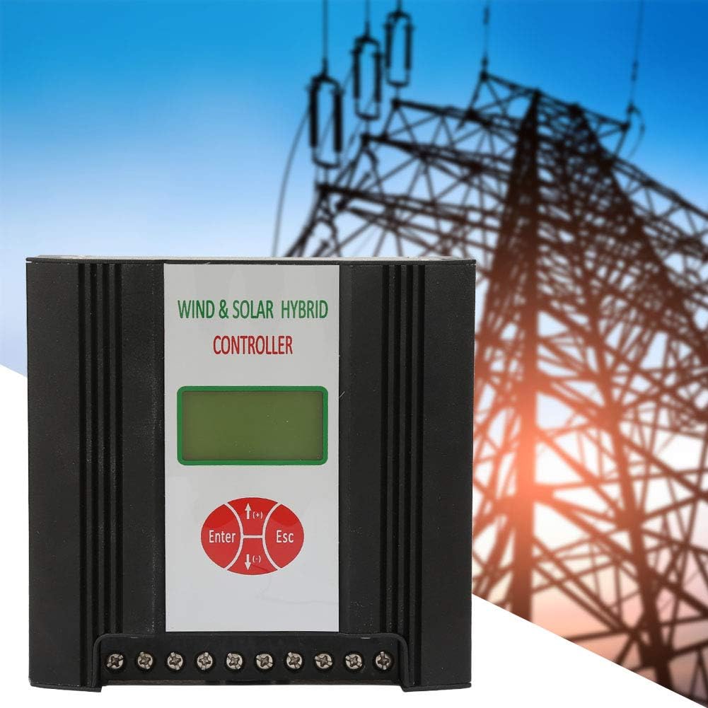 Hybrid Wind Solar Charge Controller 24V 300W 400W 600W High Efficiency LCD Display Protection for Off Grid Power Systems (Fan 600w Solar Energy 300w)