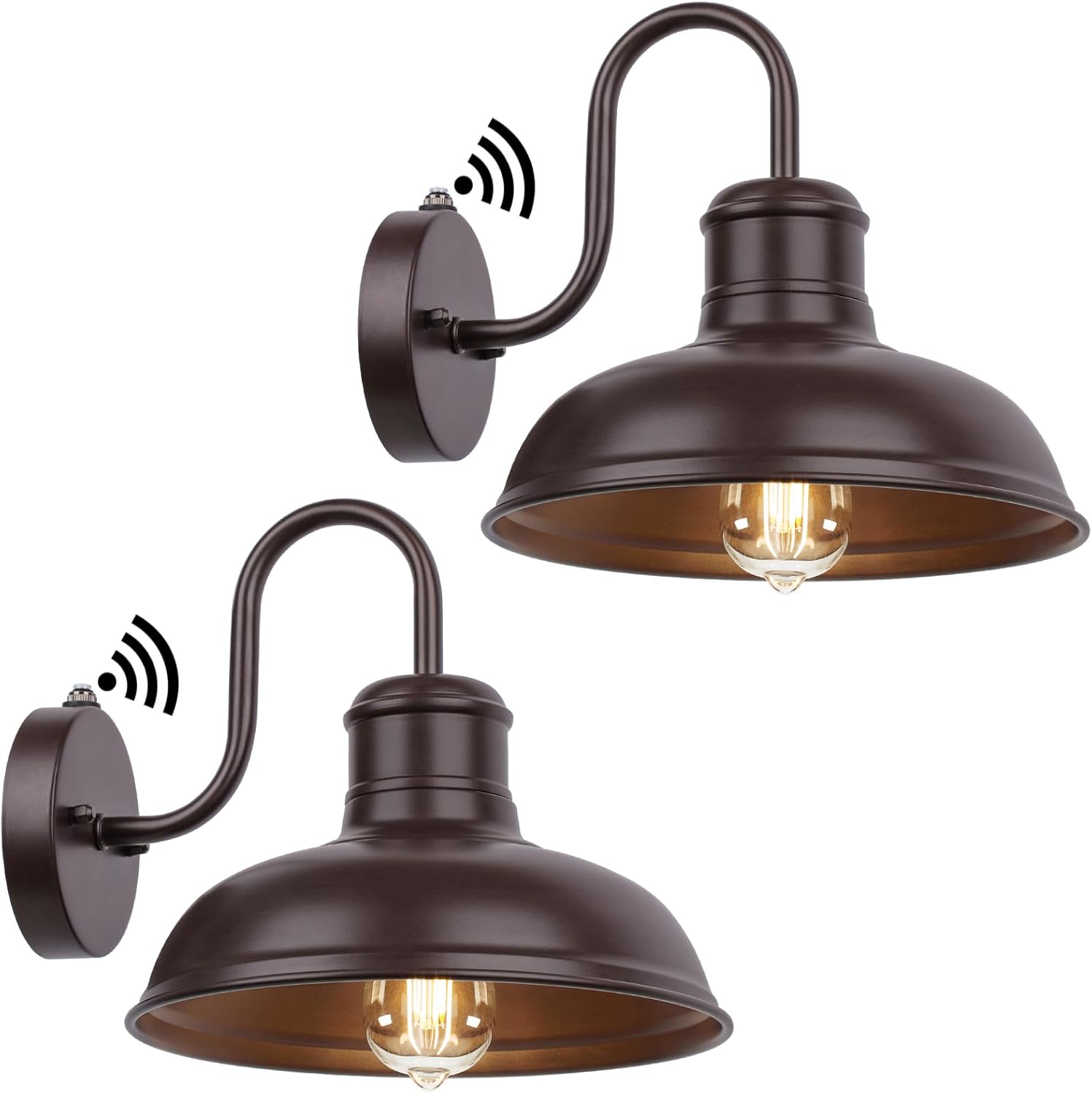 2-Pack Dusk to Dawn Outdoor Wall Sconces, Farmhouse Outside Lighting Gooseneck Barn Lights, Oil Rubbed Bronze Exterior Wall Lights, Anti-Rust Waterproof Outdoor Light for House Porch Garage Entryway