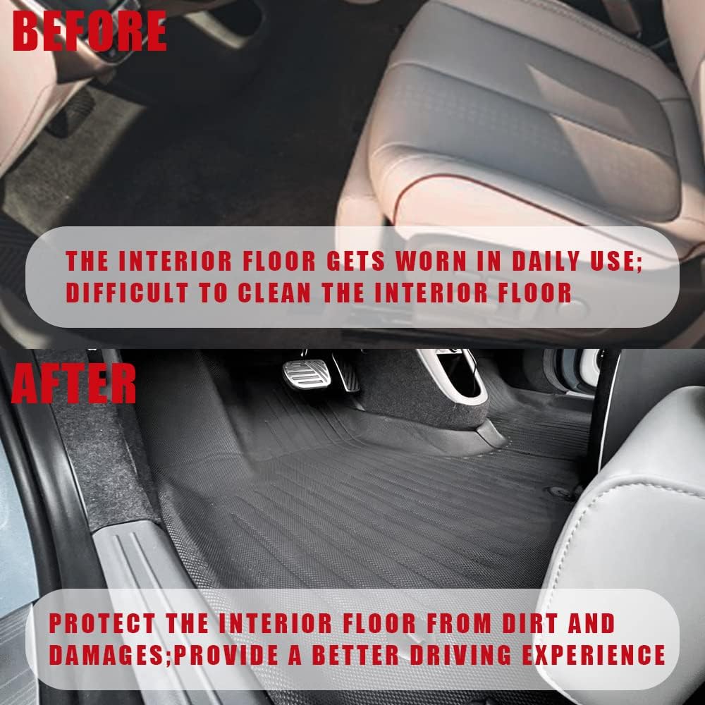 BestEvMod for Ioniq5 All Weather Floor Mats XPE Anti-High Temperatuer Liner Floor Mats 1st & 2nd Row Compatible with Hyundai Ioniq 5 Limited Trim 2022 2023 2024 Accessories (Slide Console Version)