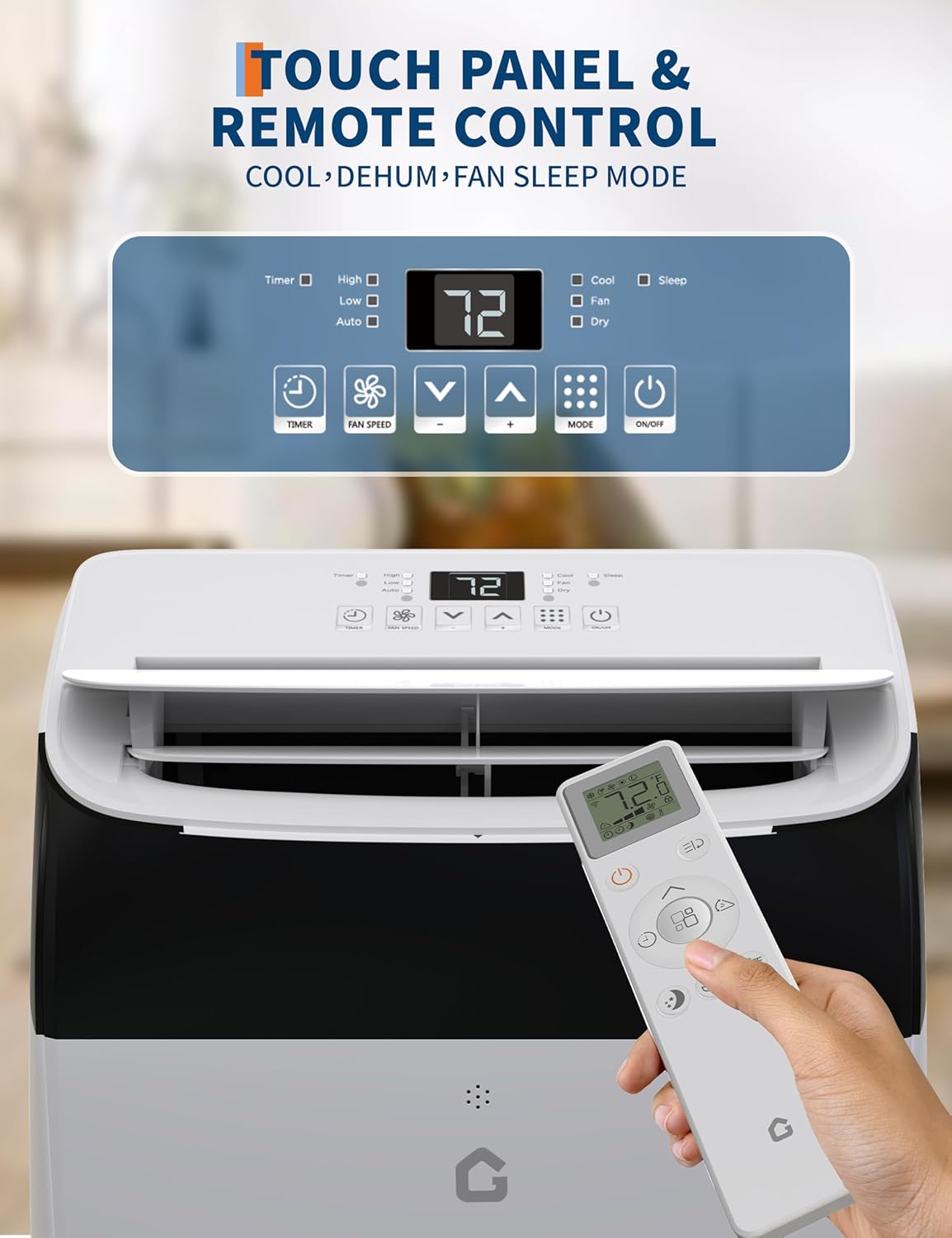 14000 BTU Portable Air Conditioners with Remote Control, 3-in-1 Free Standing Cooling AC Unit with Fan & Dehumidifier, Cools Room up to 700 sq.ft, Smart/Sleep Mode, 3 Speed, Auto Swing, 24H Timer