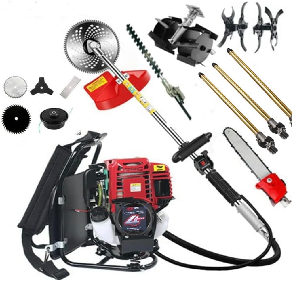 Gx35 Backpack Brush Cutter 4 Strokes Hedge Trimmer Pole Saw Chainsaw Blades String strimmer +3 rods