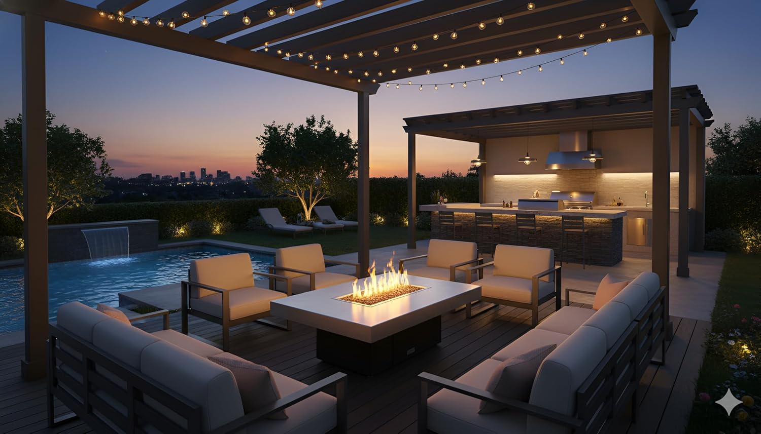 COOKE Santa Barbara Rectangular Fire Pit Table - 48 x 36 - Propane - Brushed Aluminum Top - Bronze Powdercoat Base