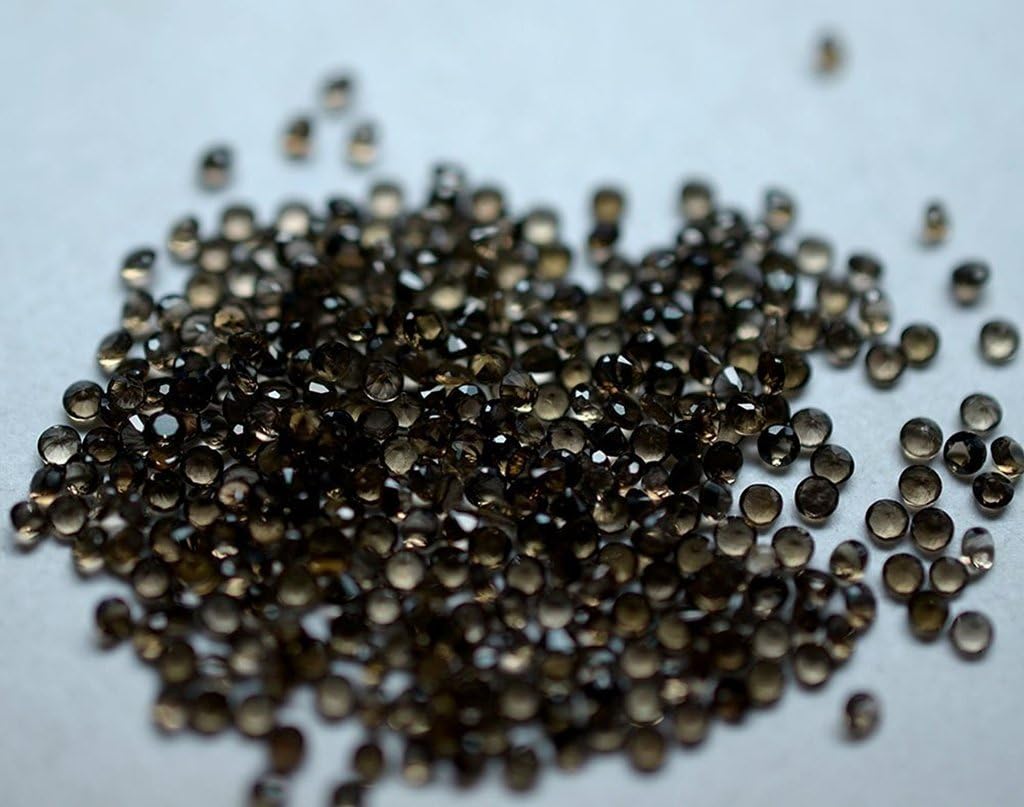 Neerupam collection Grey Natural Brazilian Smoky Quartz AAA Quality 1mm Brilliant Cut Round Loose Gemstone