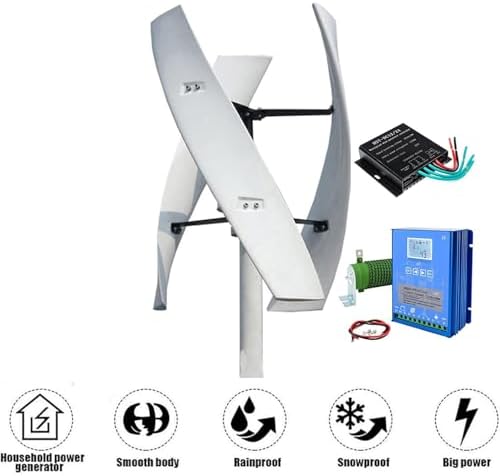 600W Maglev Wind Turbine Generator - 3 Blades Vertical Axis Kit with Charge Controller for Off-Grid Home & Industrial Use, A-24V Maglev Technology for Efficient Energy Production