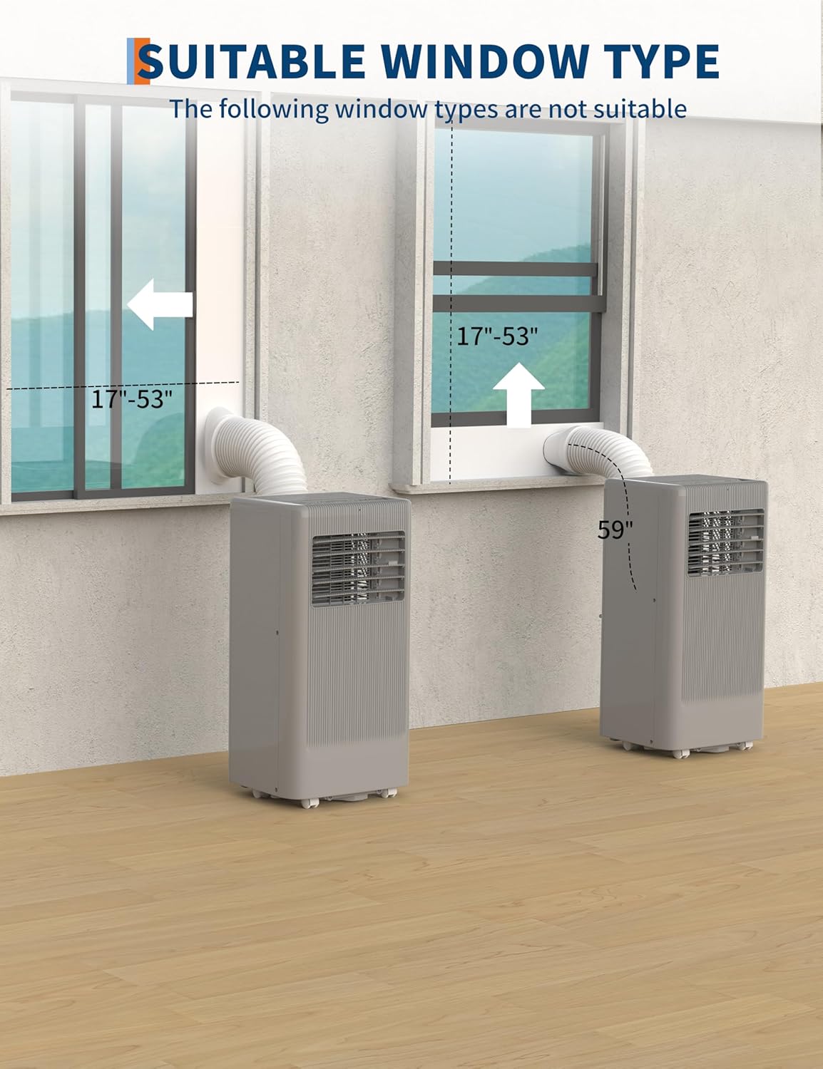 8000 BTU Portable Air Conditioners, 4-In-1 Portable AC Unit with Remote Control, Cool, Fan, Dehumidifier, 24H Timer for Bedroom Home Office Up to 350 Sq. Ft, Black&Grey Cover