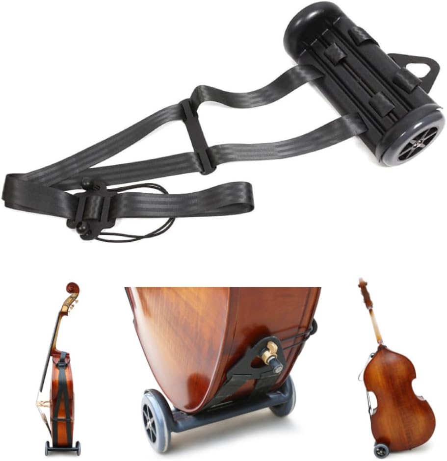 Upright Bass Cart Easy to Transport for 1/10 to 4/4 size Double Bass with Durable Wheels Long Straps including 1pcs Shim Protective Pad (1x bass cart)