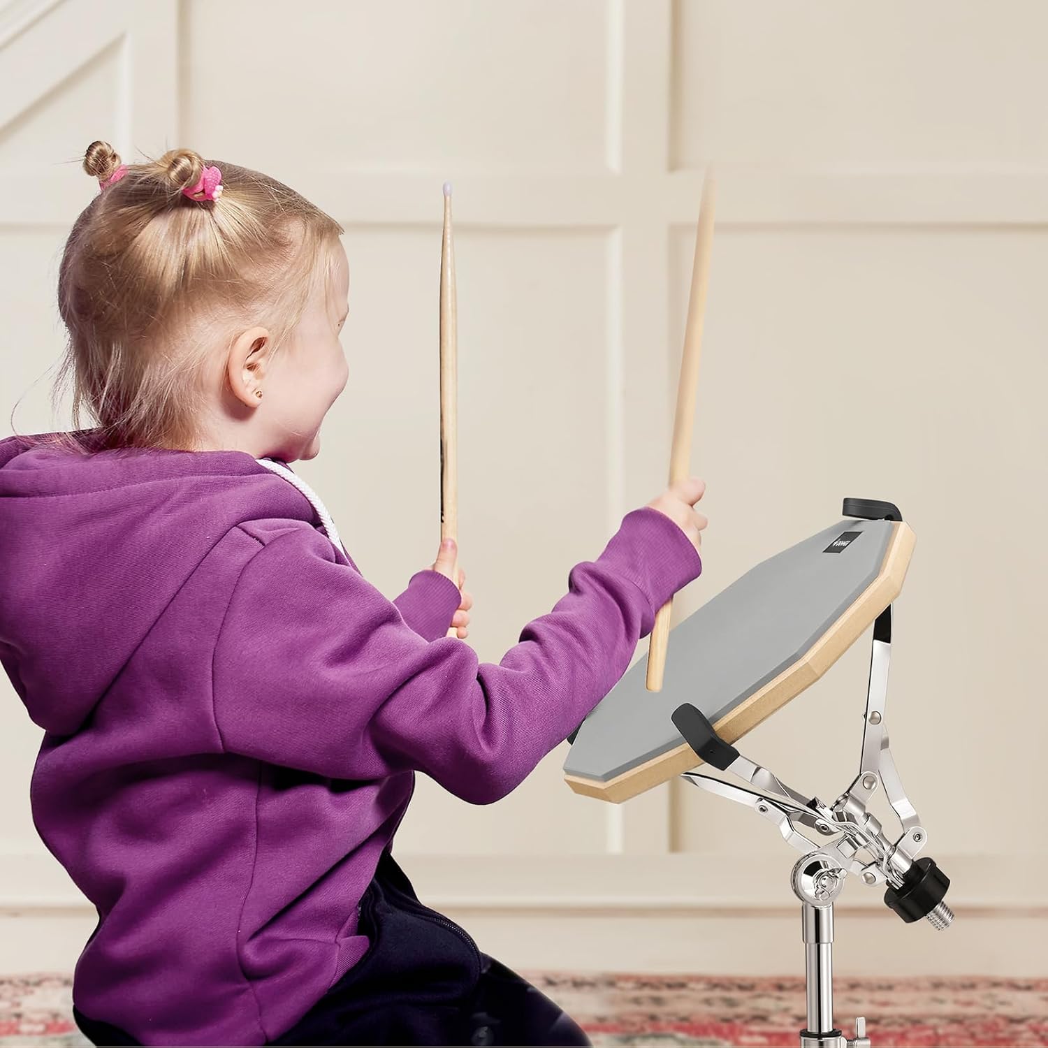 Donner Snare Drum Stand Set with Drum Practice Pad, 12'' Double-sided Silent Drum Pad set, Drumsticks, Backpack Adjustable Stand Fits 10''-14'' Dia Drums