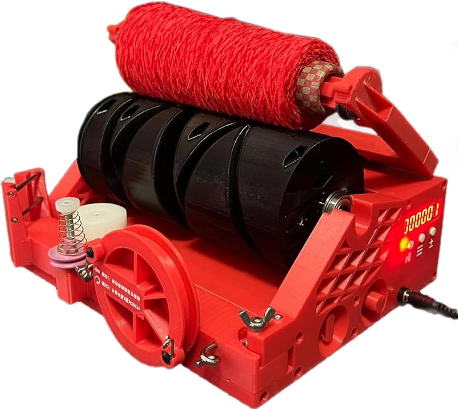 Desktop Electric Yarn Spinner, Automatic Yarns Winding Machine,with Length Calculator, for Weaving, Blending, Roving (Red)