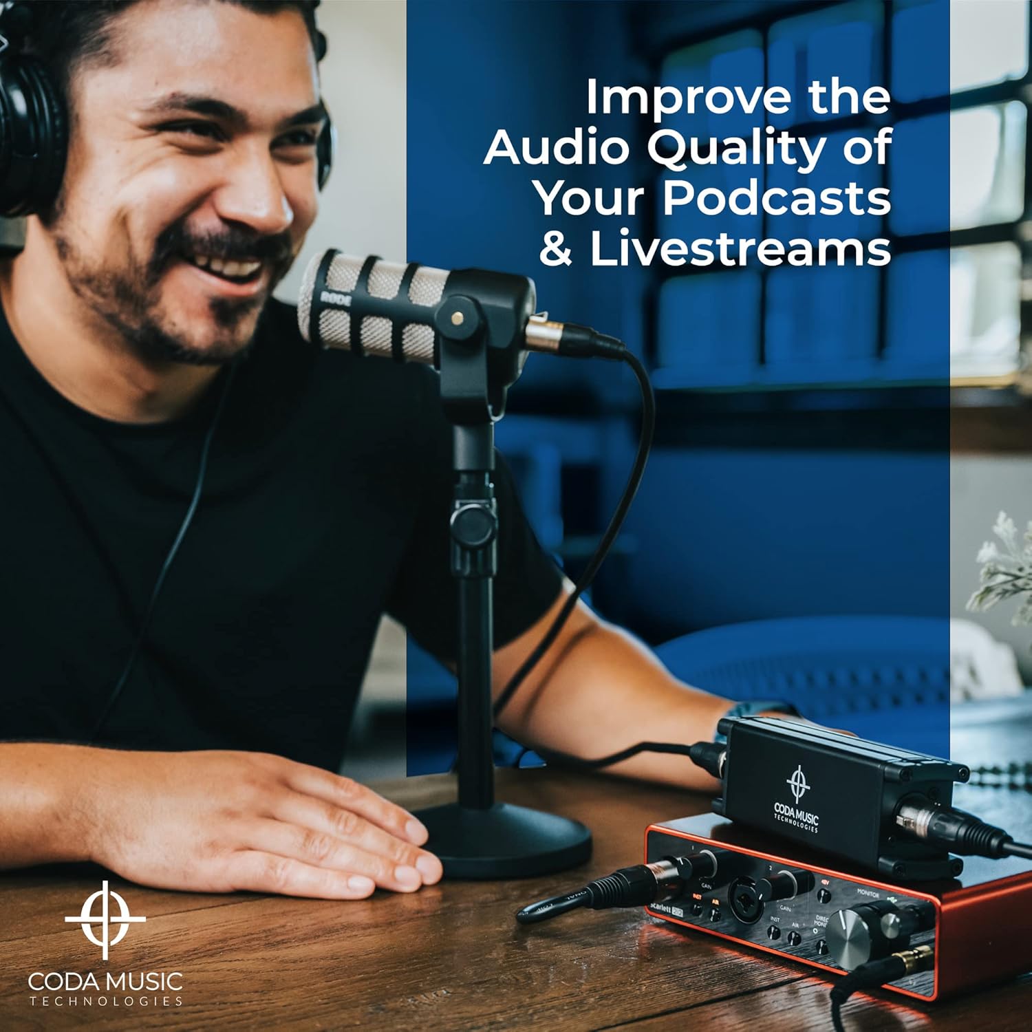 Coda MB-1 Microphone Preamp Mic Gain Booster - 48V Phantom Power, 25db Gain Ultra-Clean Dynamic Mic Preamplifier for Studio or Home Recording, Vocal, Livestream, Broadcast, or Podcast