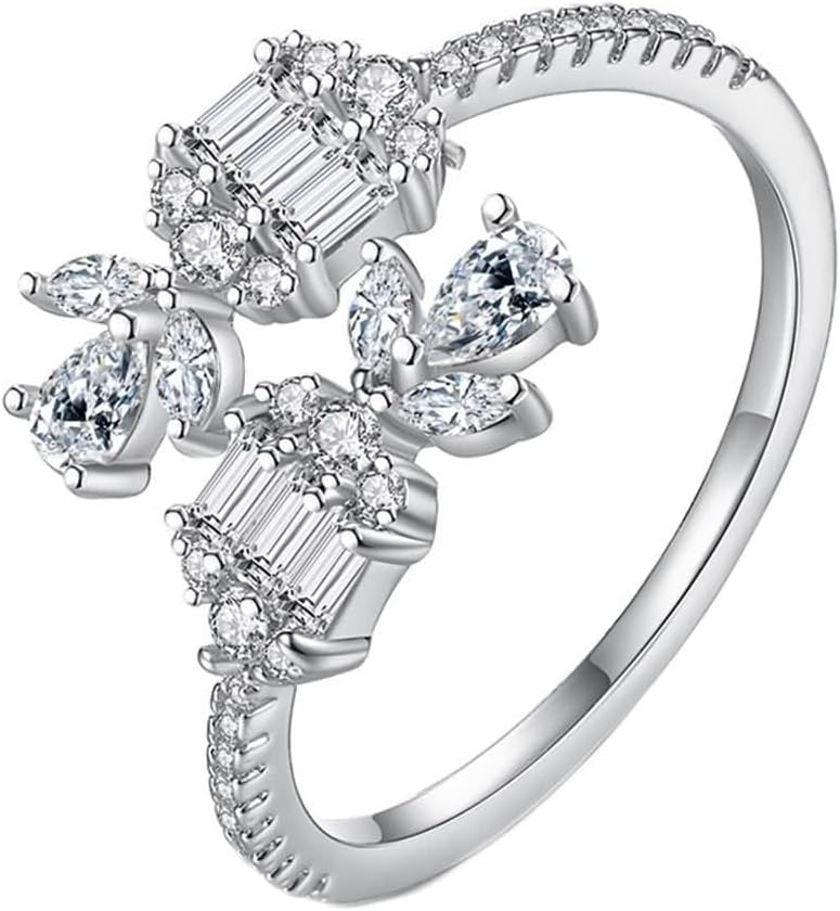 Wedding Band for Women Flower, Vintage Engagement Rings Moissanite Jewelry 18K Yellow Gold