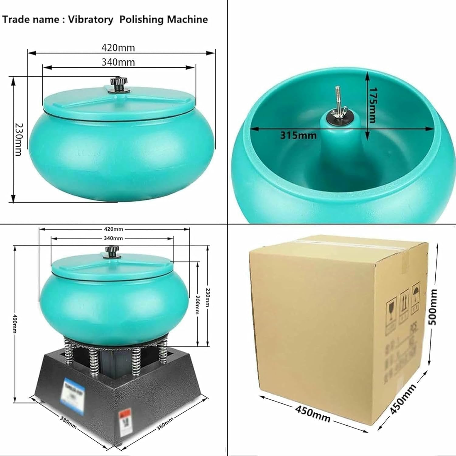 Vibrating Polishing Drum, Rock Polisher, Gemstone Polishing Machine for Metal Parts Jade and Auto Parts
