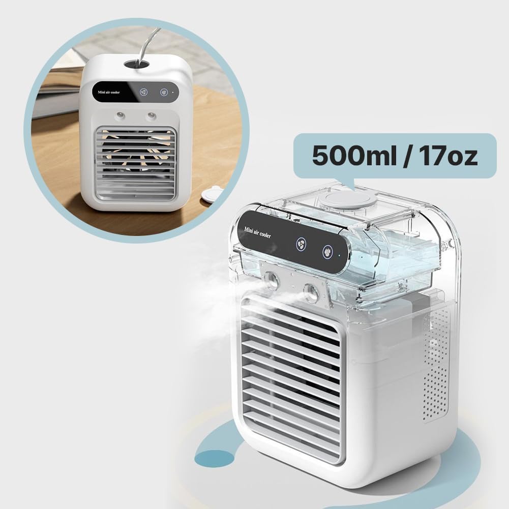 Mini air conditioner low noise large air volume Portable air conditioner powerful cooling easy to use usb charging white 2.5(W) x4.5(D) x8.5(H) inches, 24 SL7