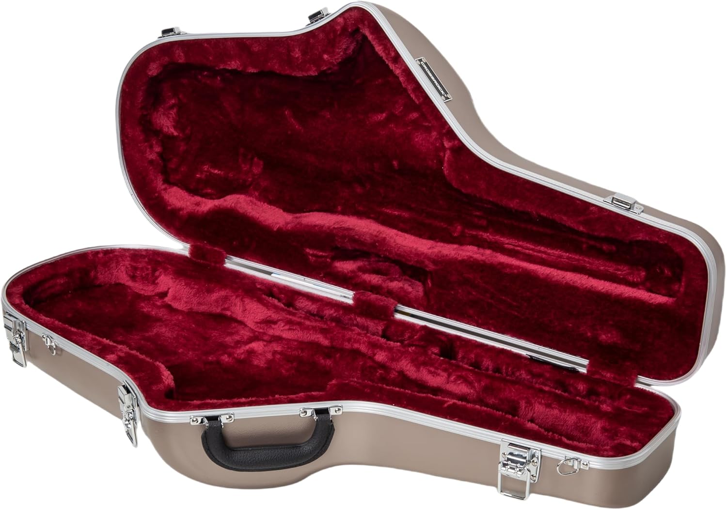 Crossrock ABS Tenor Saxophone Case – Contoured Champagne Finish, Burgundy Velvet Interior, Accessory Pocket, Security Lock & Detachable Strap