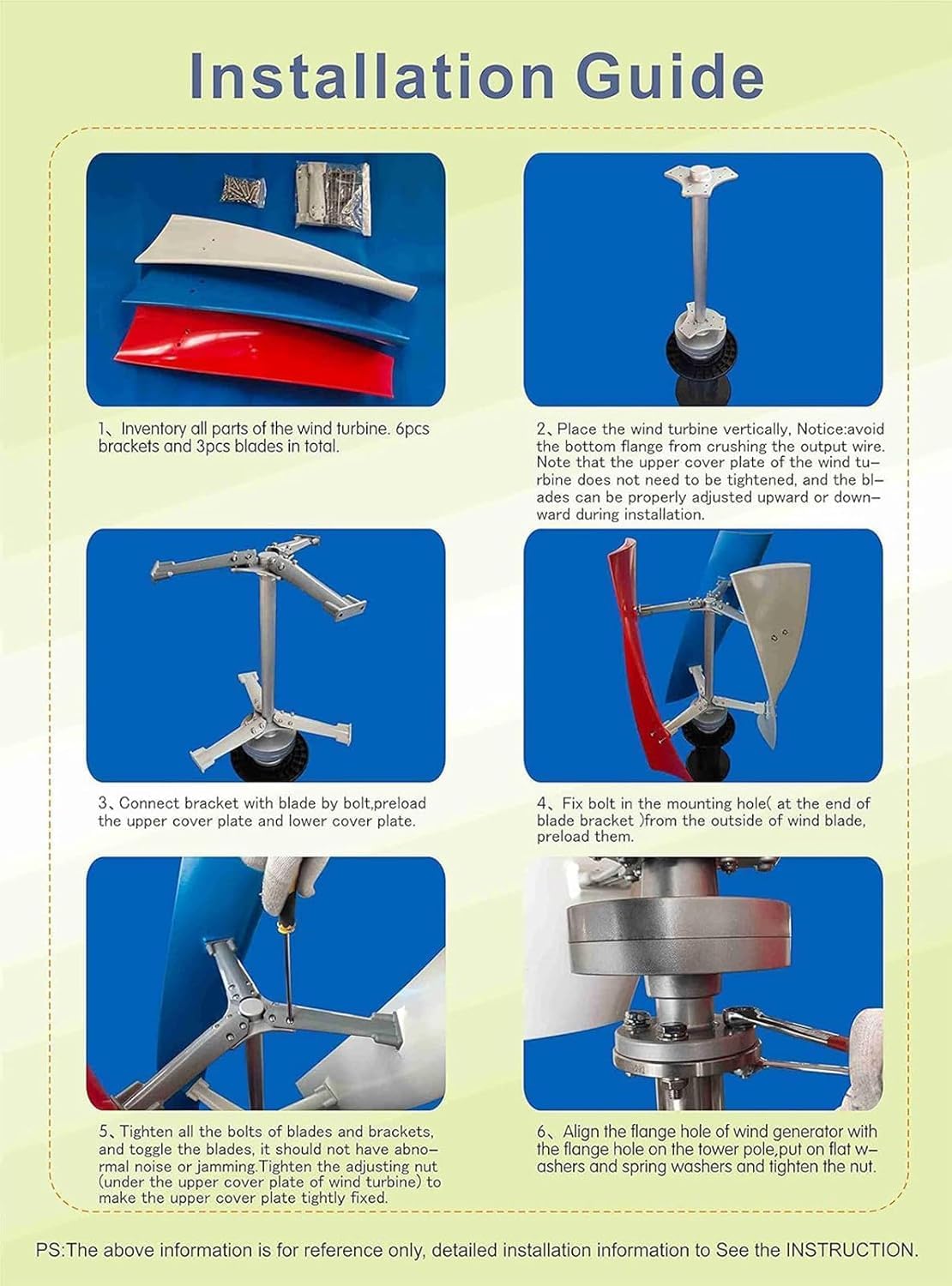 CAJUCA Wind Turbine Generator 4000W 12V 24V 48V with 3 Blades 3 Phase Wind Generator Power Vertical Axis Wind Turbine with Controller Kit
