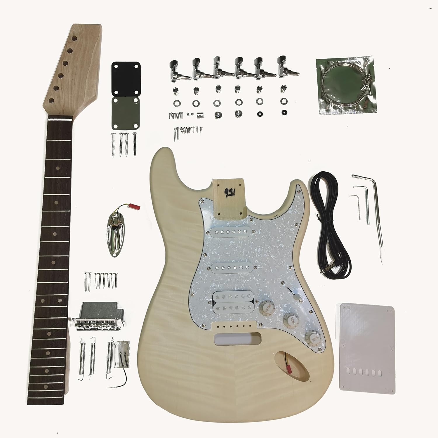 Flame maple pattern ST style semi-finished diy electric guitar kit