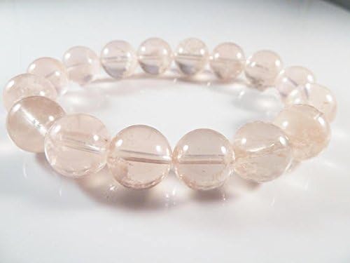 JEWELZ sericite in quartz stretch bracelet 12mm smooth round common mica muscovite mineral pink rose clear rare!
