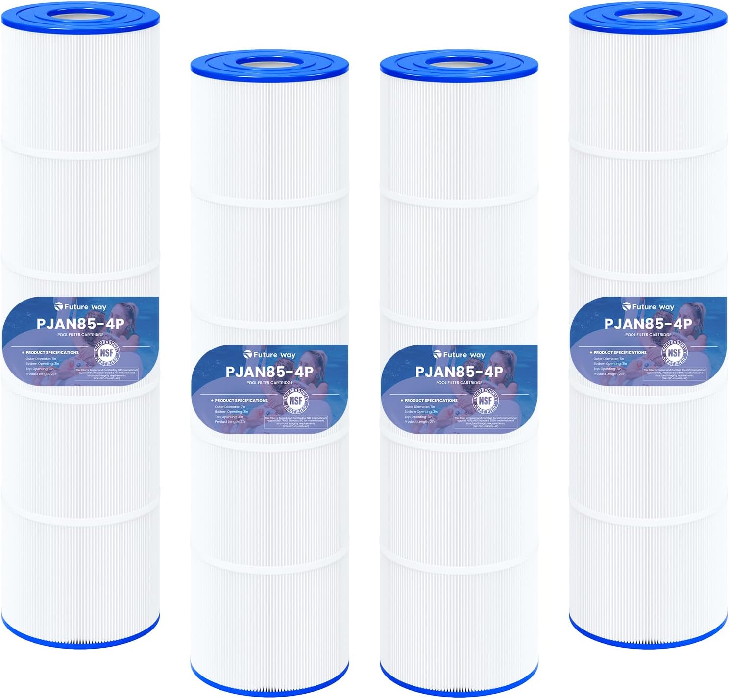 Future Way CV340 Pool Filter Cartridges Replacement for Jandy CL340, CV340, Replace Pleatco PJAN85, Jandy R0554500, Unicel C-7459, Filbur FC-6405, 4x85 sq. ft (4 Pack)