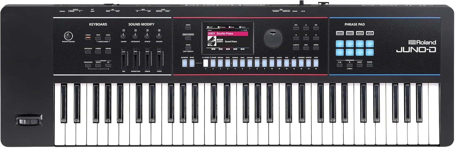 Roland JUNO-D6 Synthesizer | 61-Note Keyboard with Synth Action | ZEN-Core Engine with Over 3800 Onboard Sounds | Intuitive Creative Tools | USB-C Audio/MIDI Interface for Mobile & Computers