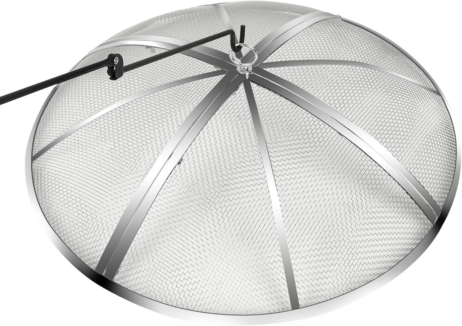 40 Inch Fire Pit Spark Screen,Stainless Steel Fire Pit Screen Cover with Handle&Poker,Outdoor Fire Pit Screen Cover Round Mesh Lid Heavy-Duty for Backyard/Beach/RV Camping