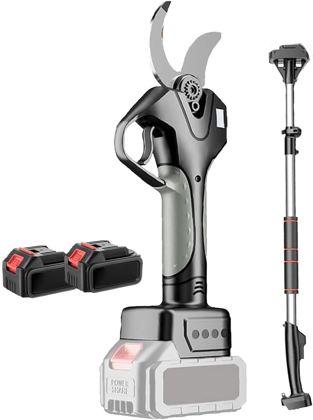 Electric Pruning Shears, 2-in-1 Cordless Poles Pruning Shears, 21V Battery Powered Poles Pruner for Tree Trimming, 1.7