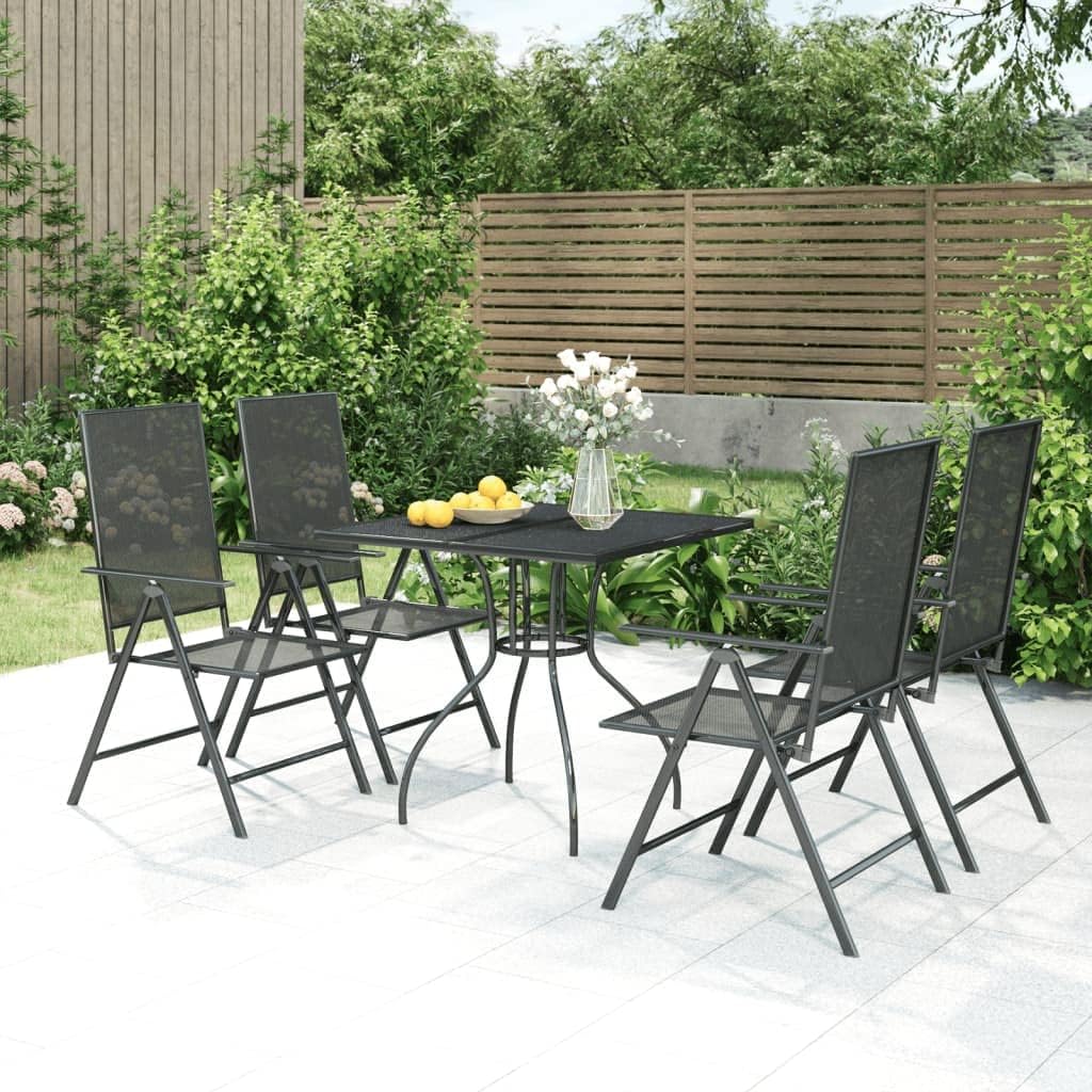 5 Piece Patio Dining Set Anthracite Steel,Modern Patio Dining Set with Adjustable Chairs for Garden, Balcony, and Porch Patio Furniture Sets, Outdoor Furniture Sets