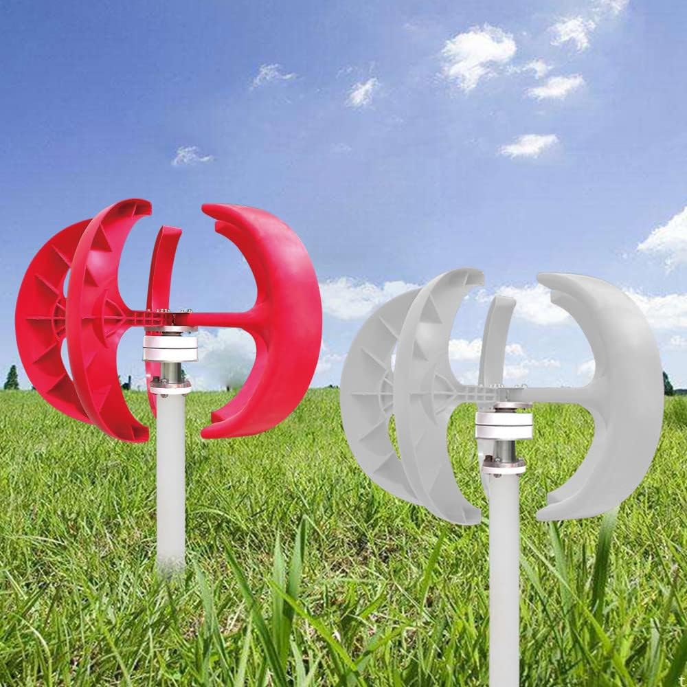 Wind Turbine Generator, 5 Blades Wind Turbine Lanterns Generator Vertical Axis Controller 600W 24 V (white 24v)