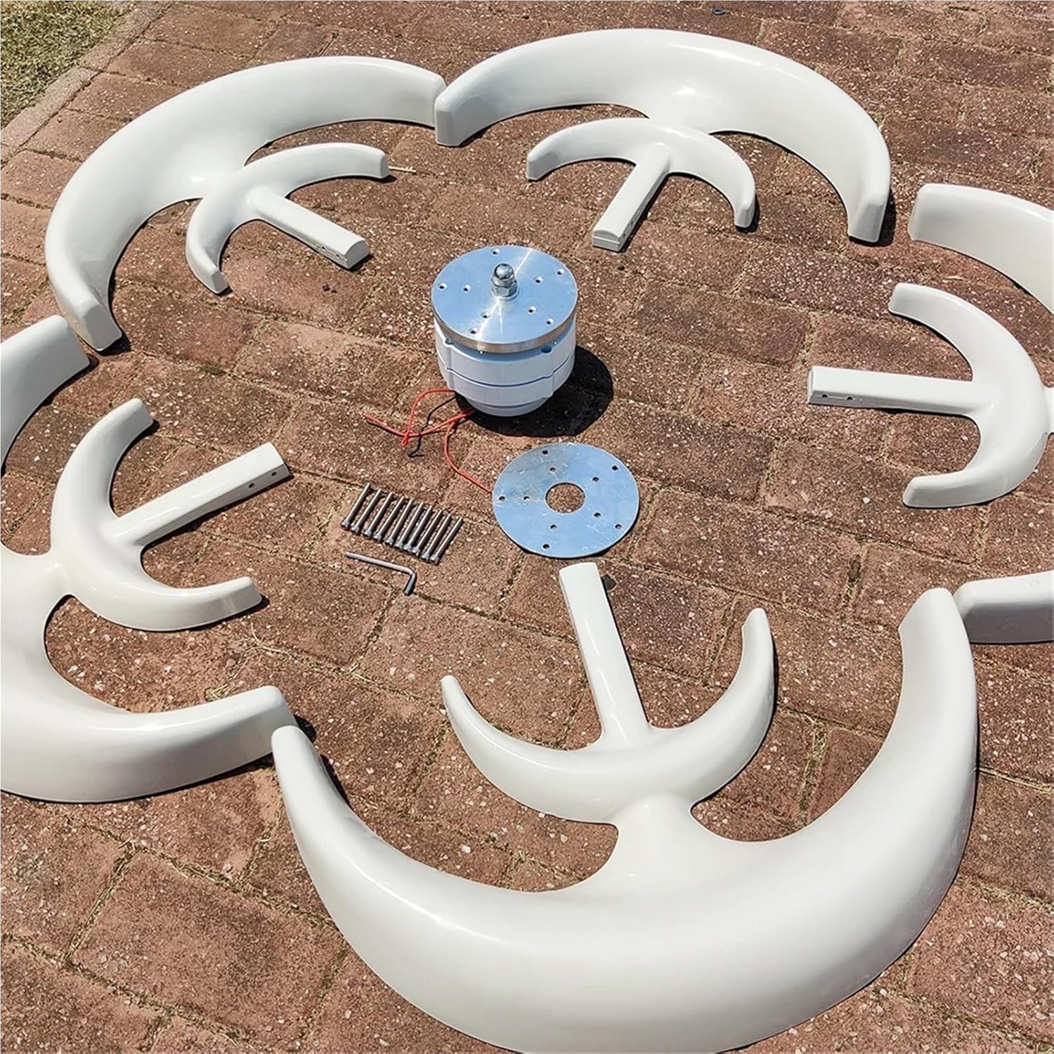 Wind Generator, Vertical Wind with Free Controller Yacht Farm Household with Solar System,Wind Turbine(White,24V)