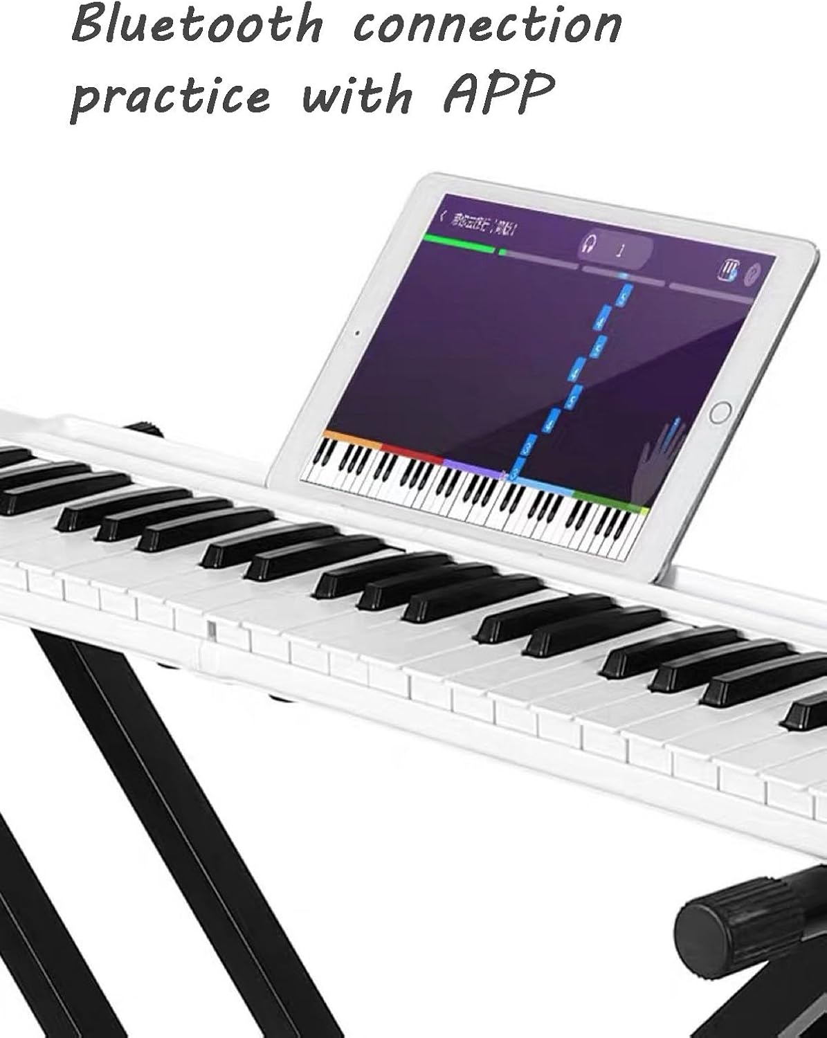 88 Full Size Portable Keyboard Piano Semi-Weighted Folding Digital Piano Built-in Dual Speakers, Bluetooth 5.0, MIDI, Sustain Pedal, Carrying Bag, Rechargeable Piano for Beginners(White)