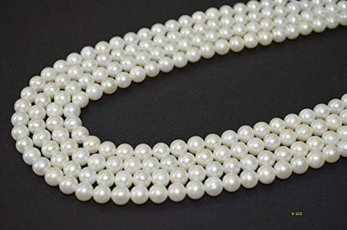 13 inch natural beads strand of 6.5mm smooth rondelle fresh water pearl gemstone beads for DIY jewelry - necklace, bracelet, earring, ring.