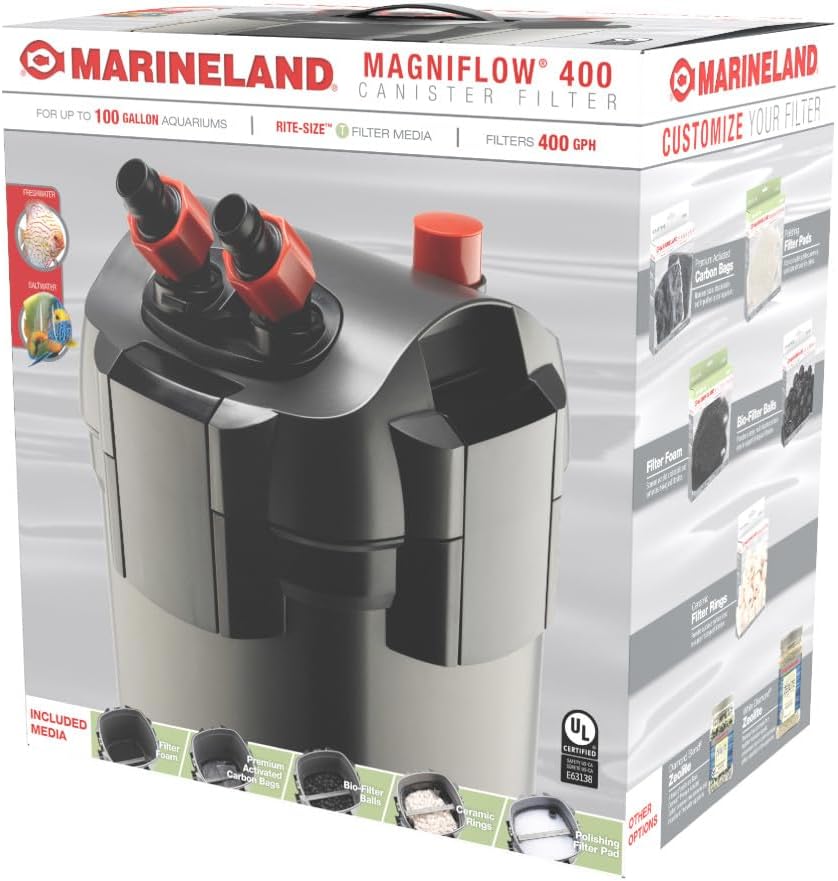 Marineland Magniflow Canister Filter For aquariums, Easy Maintenance,Black