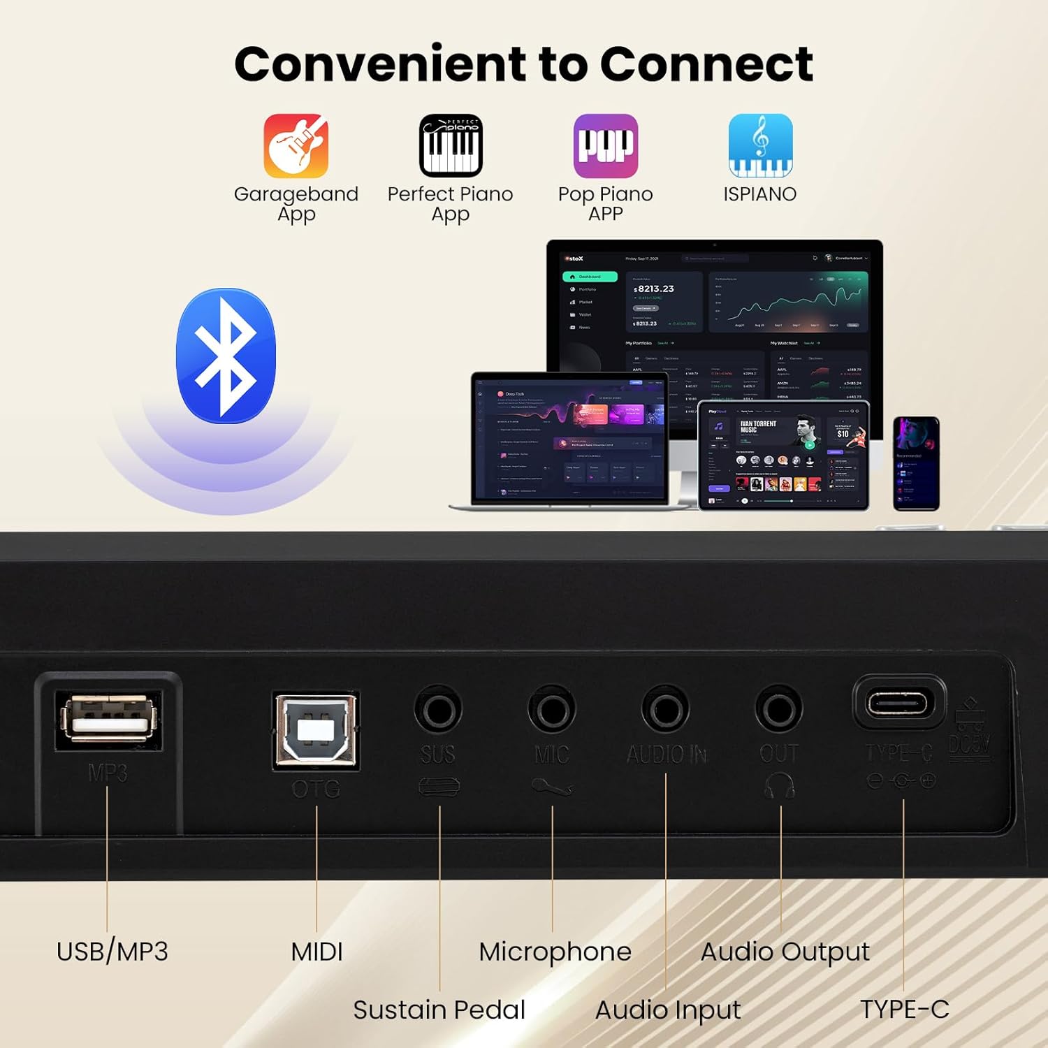 HONEY JOY 88 Key Keyboard Piano, Folding Full Size Semi-weighted Digital Piano w/ 1000 Timbres, 1000 Rhythms, MIDI USB, Sustain Pedal, Lights, Microphone, Portable Electric Piano for Beginners
