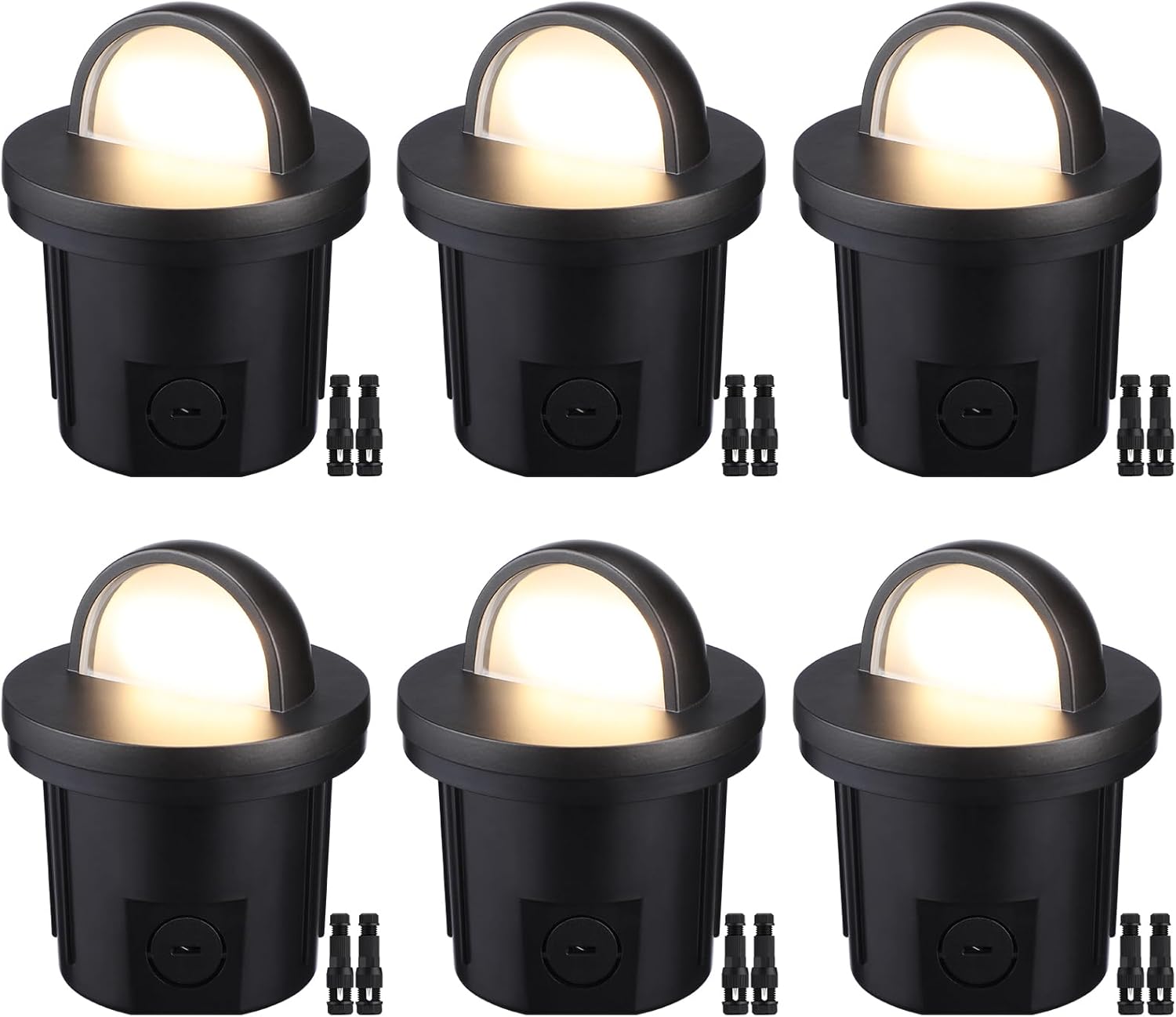 LEONLITE 5W Low Voltage In-ground Well Lights, LED Landscape In Ground Lights, 12-24V AC/DC, CRI90, ETL Listed, IP67 Waterproof, Aluminum, 3000K Warm White, Pack of 6