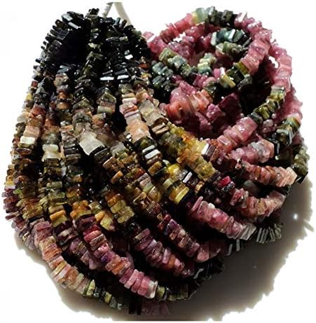 5 strands, tourmaline heishi, tourmaline beads, 5mm beads, heishi spacer bead, heishi bead, 1