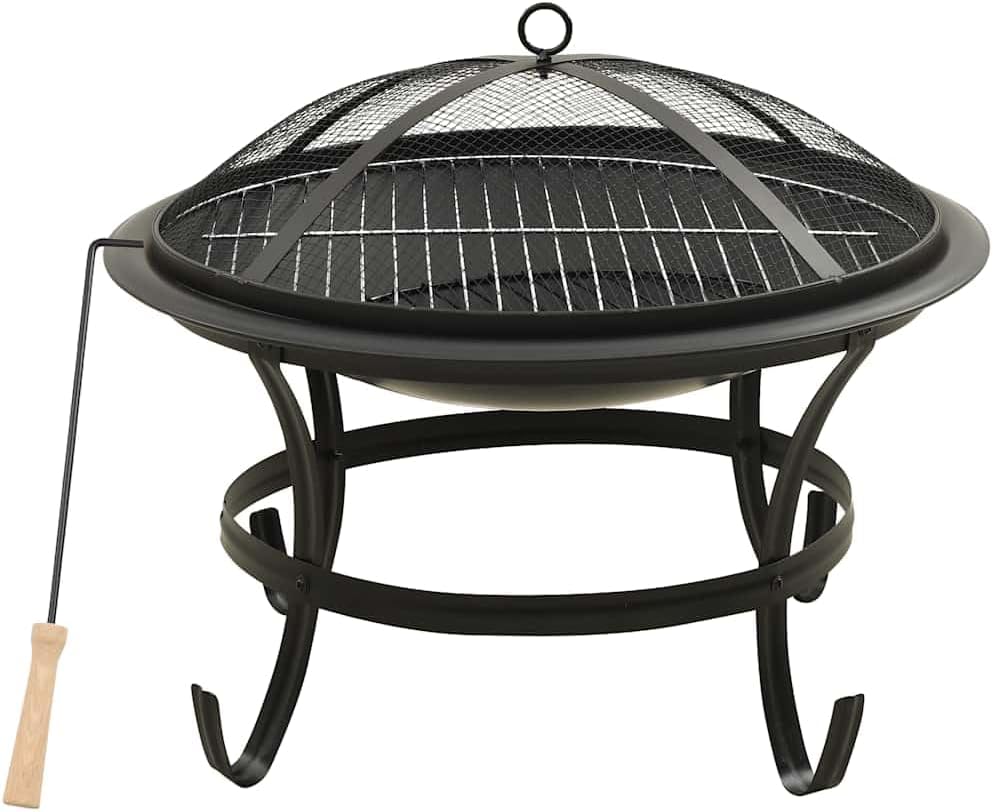 2-in-1 Fire Pit and BBQ with Poker Portable Steel Fire Pit with Cooking Grid for Outdoor Heating and Barbecue 22