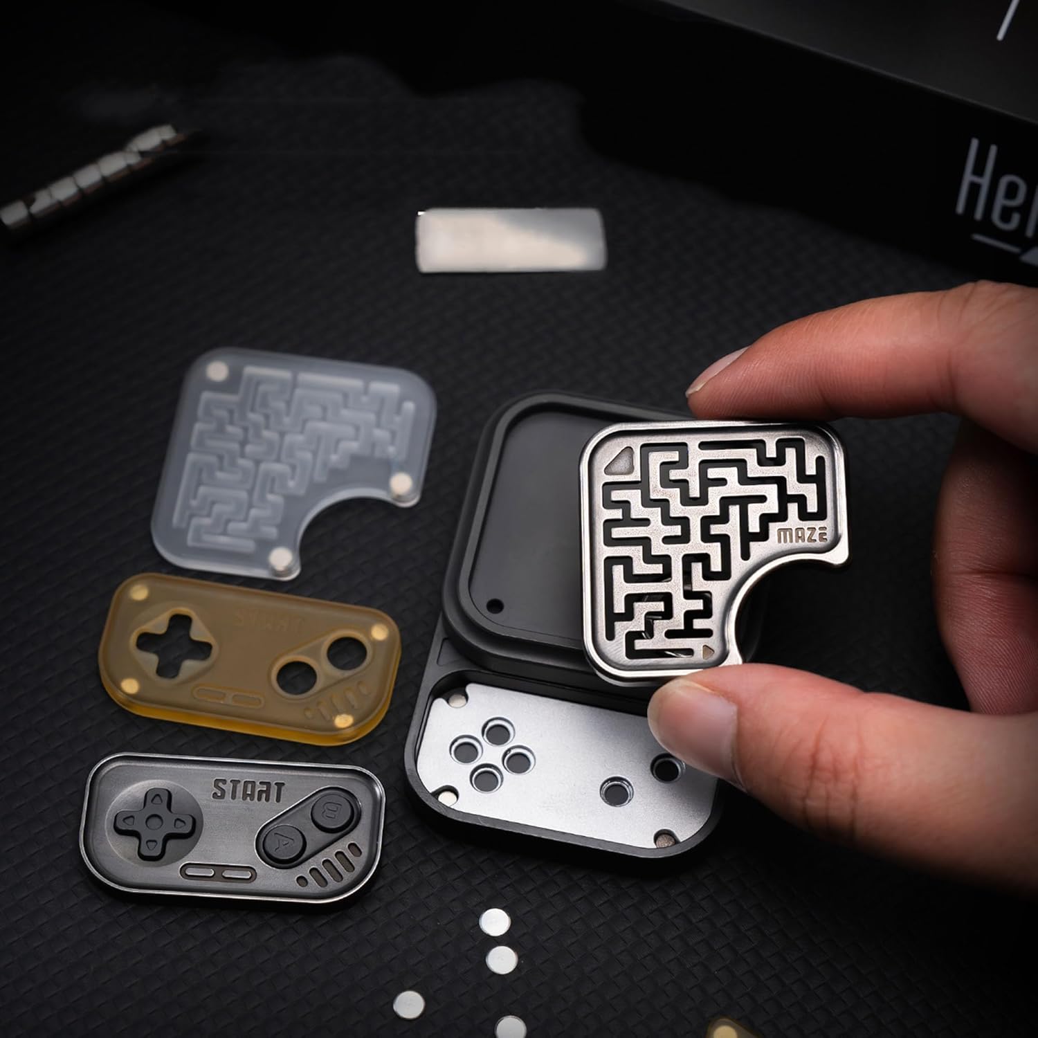 Fidget Slider Zero One Studio EDC Toy 3 in 1 Cubes Game Machine Fidget Toy for Adult (Titanium Blue)