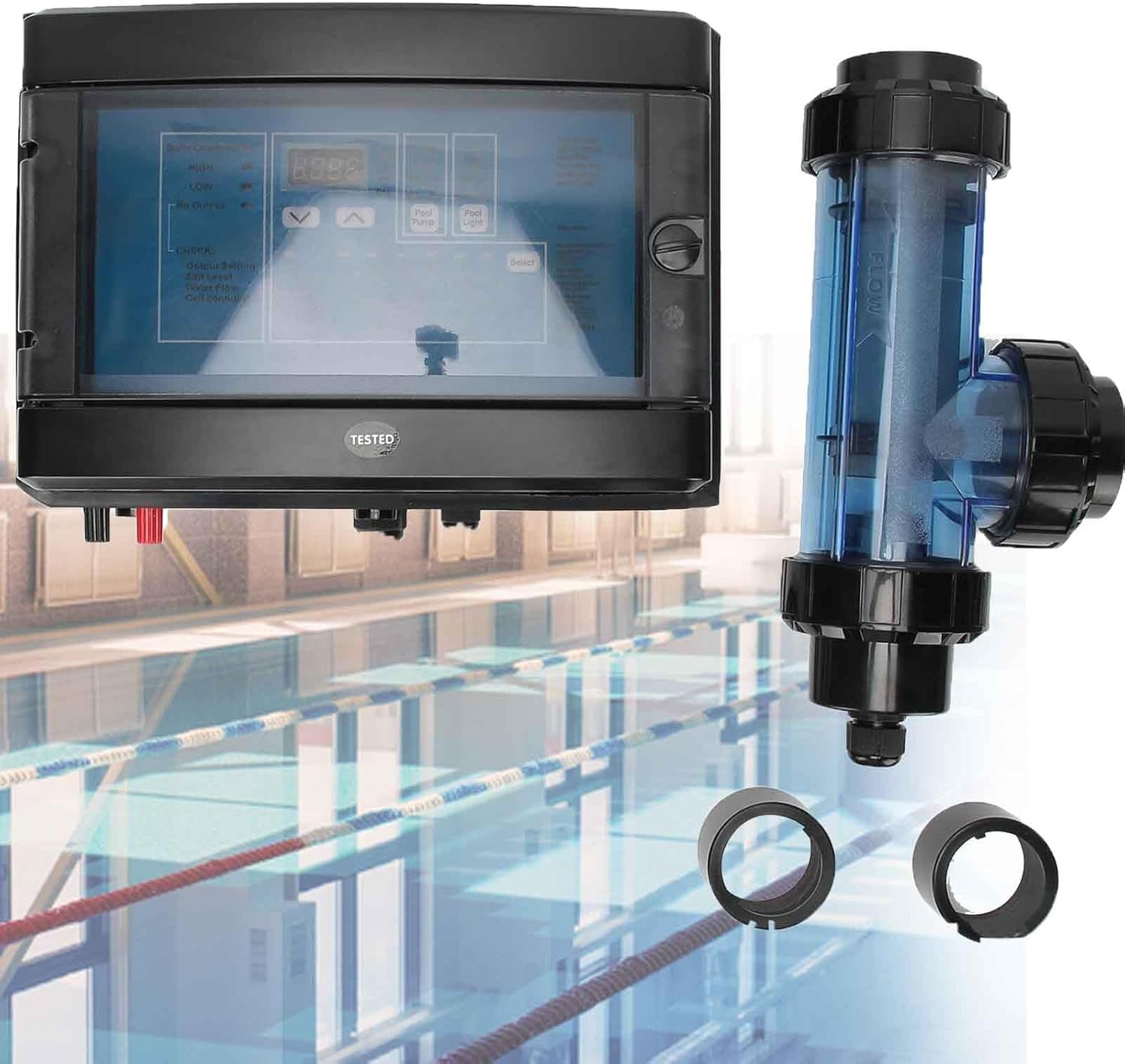 Salt Chlorinator,10/15/20/30/50 G/H Pool Saltwater Salt Chlorine Generators Electrolysis Salt Chlorinator Device,Electronic Chlorine Generator,for Swimming Tank Spa Pool,Hot Tub Spa,50g/h