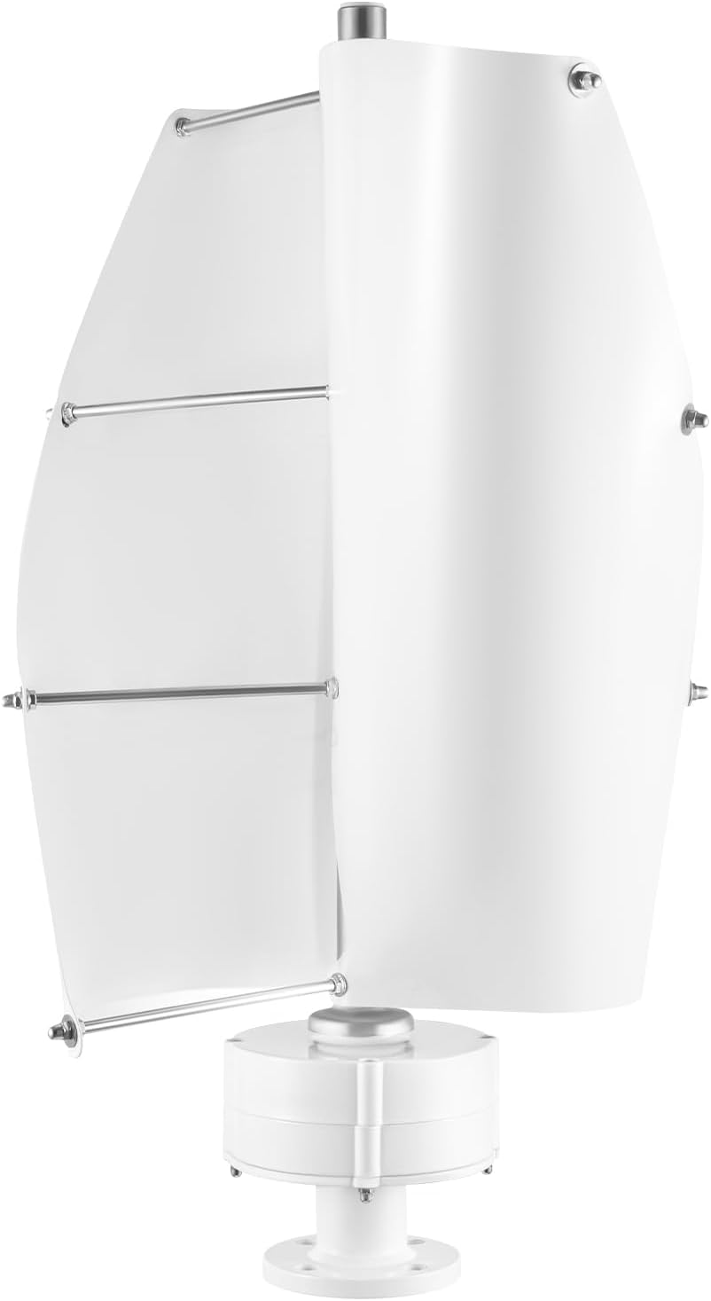 100W Vertical Axis Wind Turbine Generator with Controller, 12V Low Noise Windmill Kit, IP67 Waterproof, 2 Aluminum Blades for Home, Cabin & Off-Grid Energy Supply (White)