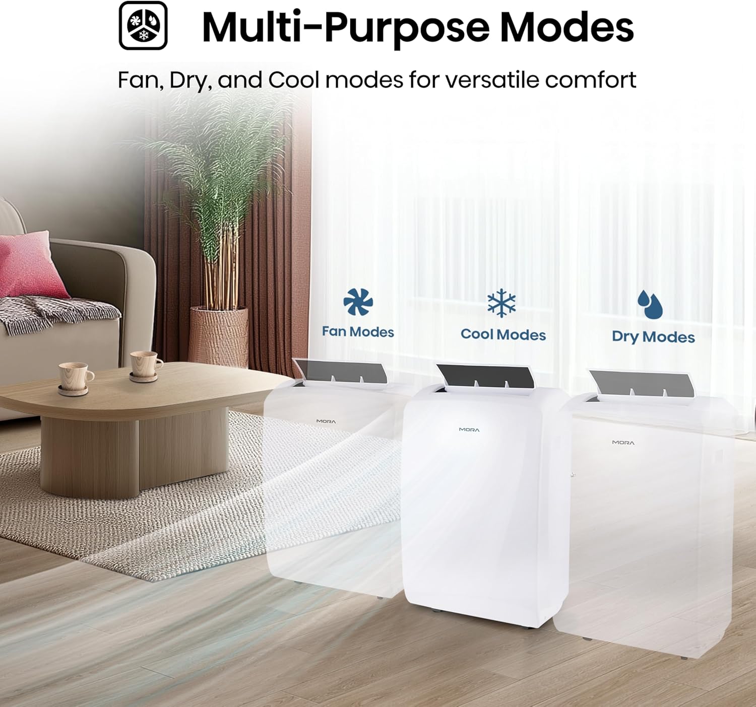 Mora Mora by Hisense Smart 7,000 BTU (DOE), 10,300 BTU (ASHRAE), 300 SF Portable AC, 3 Operating Modes (Cool, Dry, Fan), Remote and Window Vent Installation Kit Included, Goole Home & Alexa Support