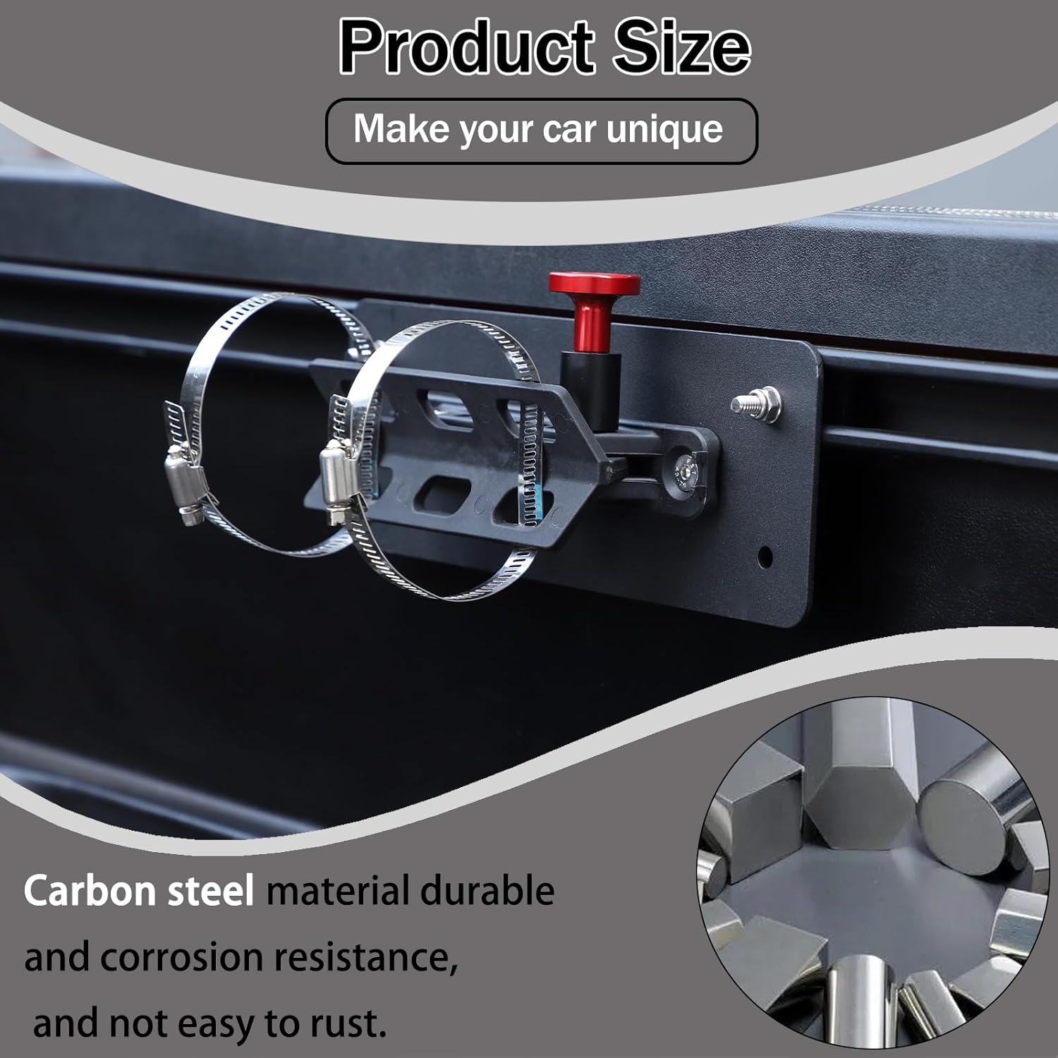 Lcojicep Fire Extinguisher Bracket Under The Truck Bed Rail Side Mount Compatible with Tacoma/Tundra 2016-2022 Car Adjustable Fire Extinguisher Bottle Tie Bracket Accessories