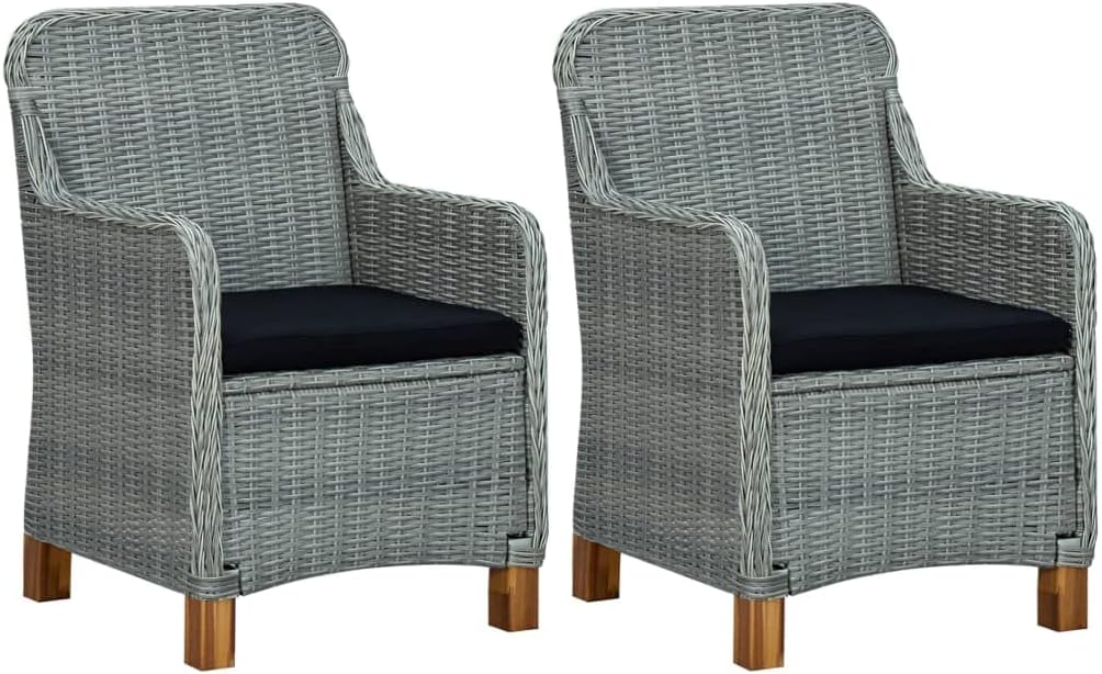Patio Chairs with Cushions 2 pcs Poly Rattan Light Gray,Experience Comfort and Durability: Premium Patio Chairs for Outdoor Relaxation Outdoor Furniture, Outdoor Chairs