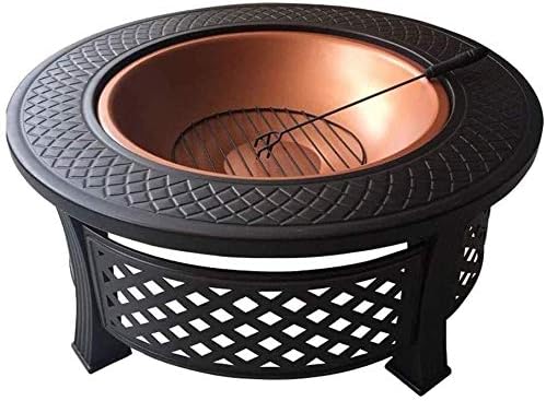 Fire Pits Outdoor Wood Burning Round Metal Firepit, Wood Burning Pit - Includes Spark Screen - Great for Outdoor and Patio with Cover BBQ Cooking for Outside Camping Backyar