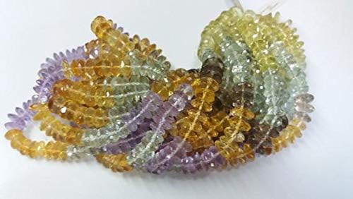 1 strand natural lemon quartz green amethyst smoky quartz citrine amethyst micro faceted rondelle - german cut beads size 8-12mm