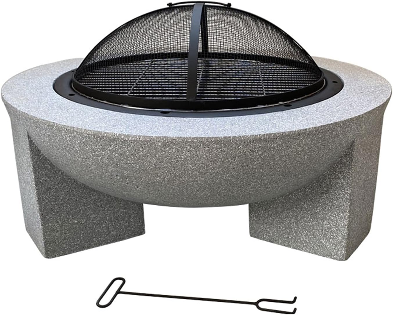 Outdoor Fire Pit Concrete Round and Wood Burning Fire Pit Backyard Patio Garden Fireplace with Grill Grate for Logs Concrete Style for Camping Outdoor Heating