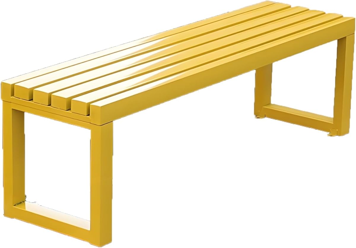 Garden Bench, Outdoor Benches, Steel Frame Patio Bench, Front Porch Furniture Weatherproof Outside Chair for Lawn Yard Work Entryway 3.3ft 3.9ft 4.9ft 5.9ft(Yellow,5.9ft)