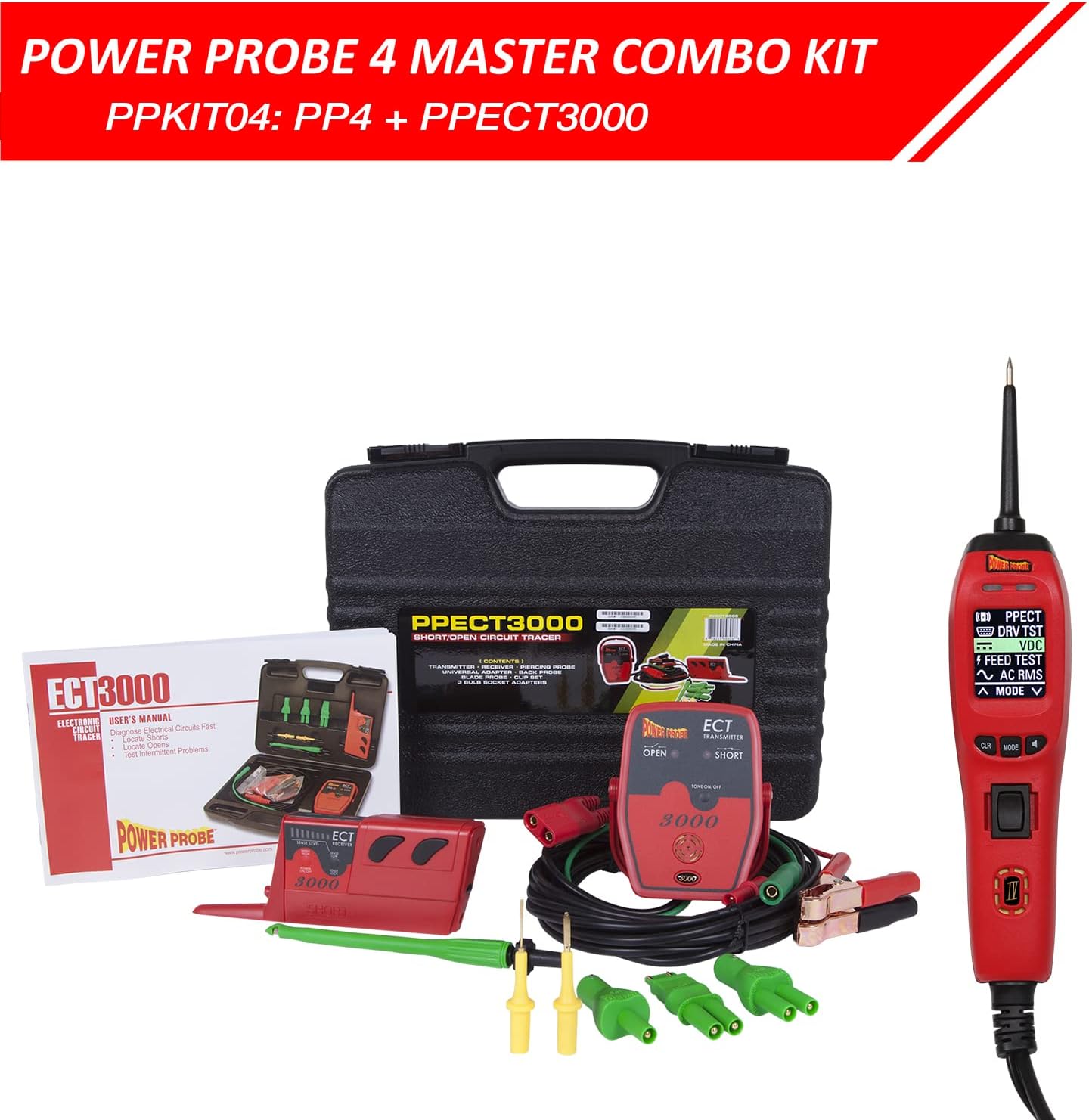 POWER PROBE IV Master Combo Kit - Red (PPKIT04) Includes Power Probe IV with PPECT3000 and Accessories