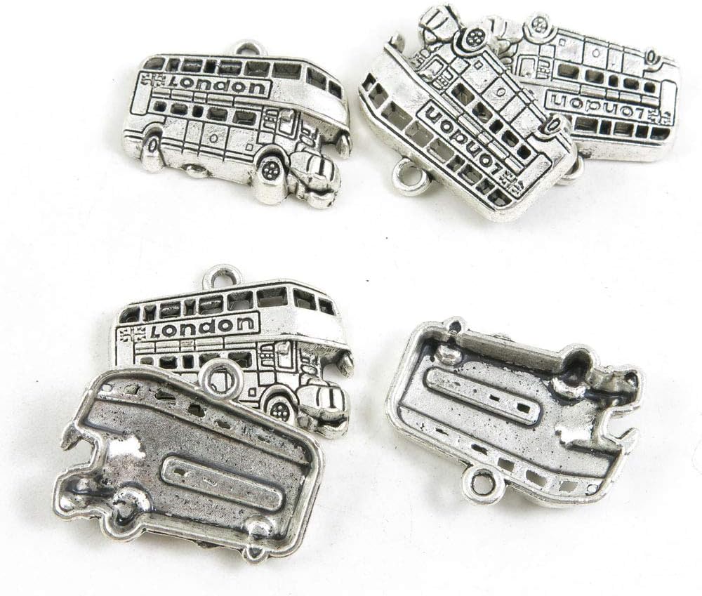 680 Pieces Antique Silver Tone Jewelry Making Charms Crafting Beading Craft W8BW6 London Double Deck Bus